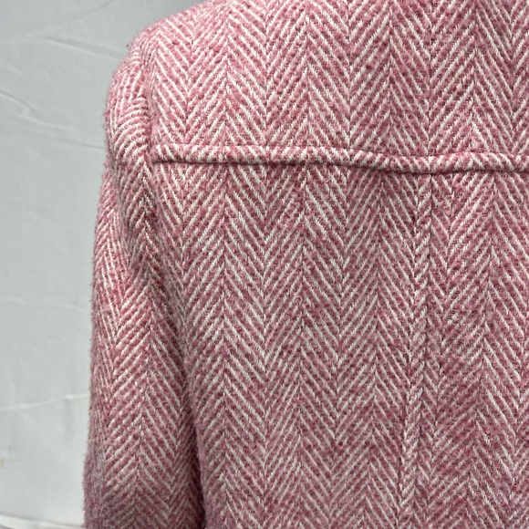 J. Crew Women’s 4 Pink Herringbone Tweed Chevron City Coat Jacket - Picture 10 of 13